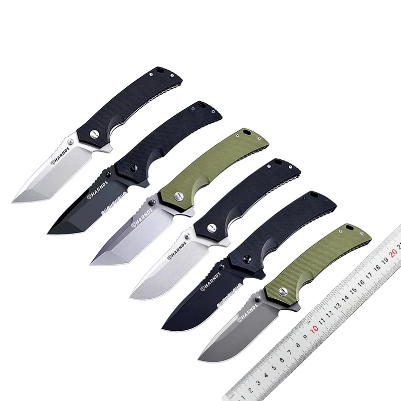 

HARNDS Warrior/General Tactical Folding Knife Outdoor Camping Tool D2 Steel Blade G10 Handle With Durable Ballistic Nylon Sheath