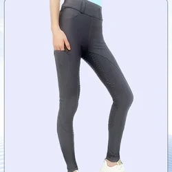 Women's spring, summer and fall silicone non-slip sports riding clothes elastic high waist tight thin equestrian pants L3