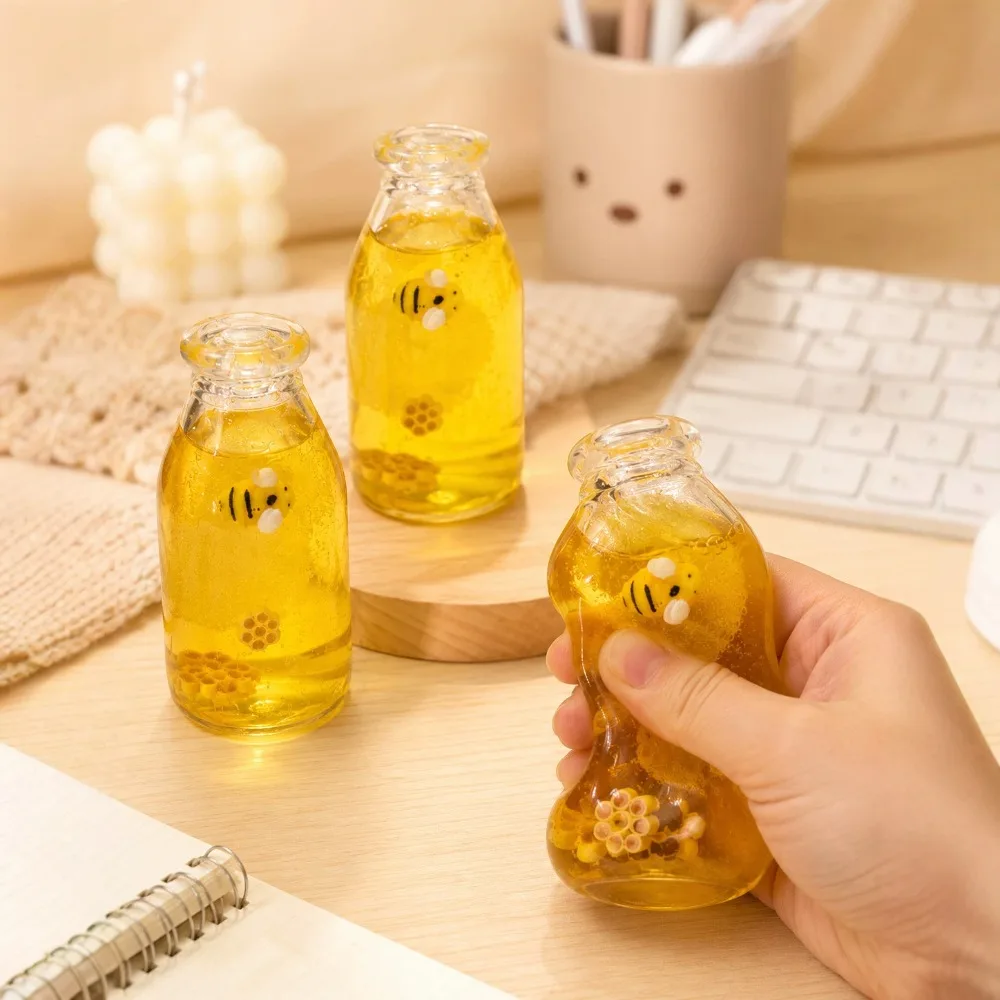 Fast Rebound Honey Bottle Squishy Ball Maltose Simulated Honey Drink Big Bottle Handmade Stress Toy