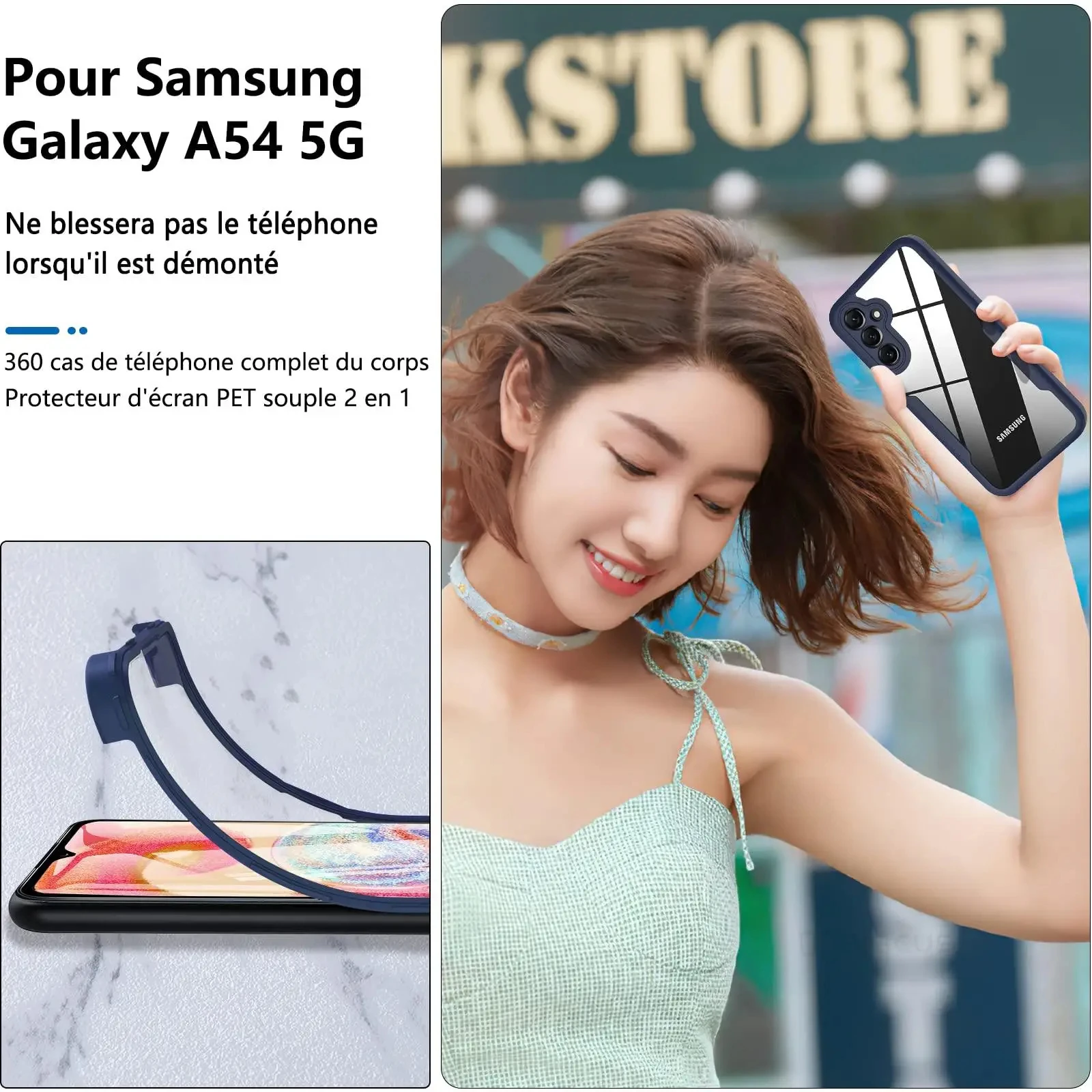 360-Grad-Ganzkörper-Displayschutz, transparente Hülle für Samsung A07 A17 A06 A16 A05S A15 A14 A26 A36 A56 A25 A55 A35 A54 stoßfest – Detail 5