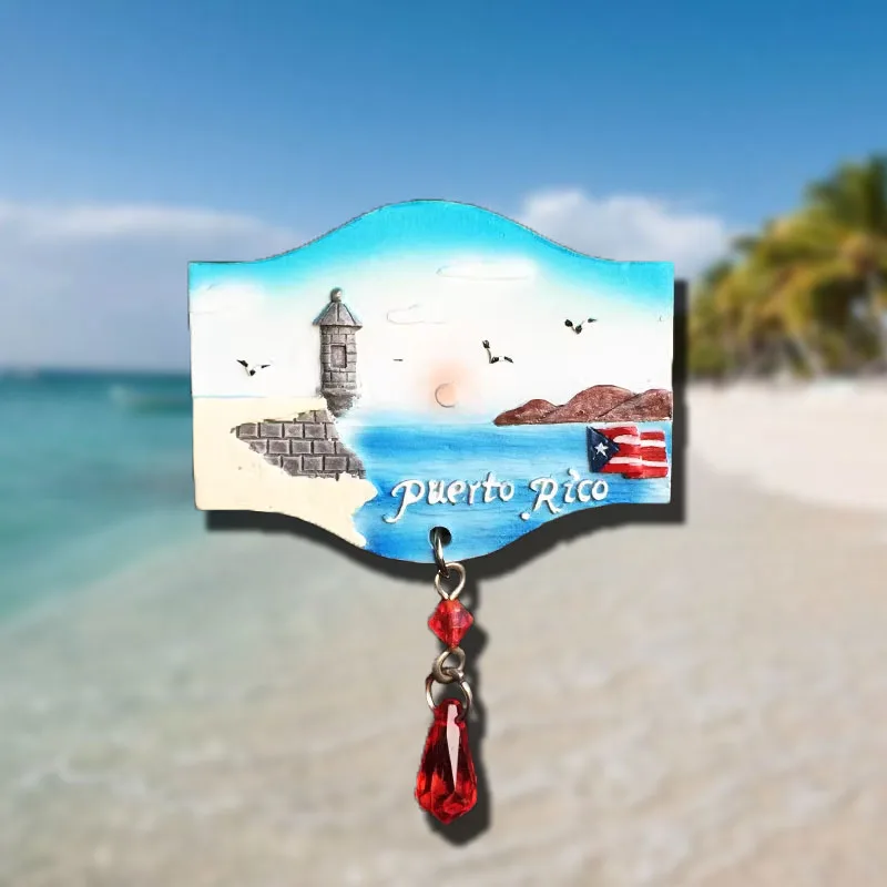 Ocean Wind Creative landscape message post Puerto Rico three-dimensional resin magnet refrigerator sticker gift crafts