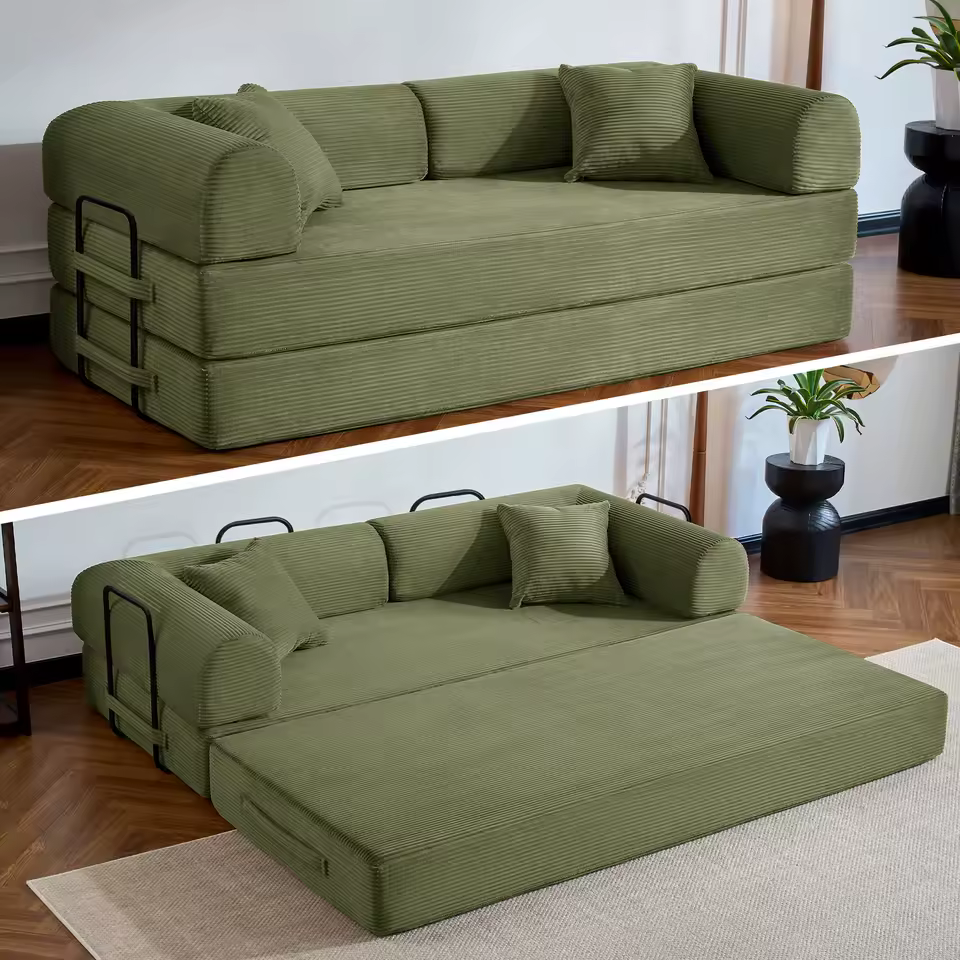 Kyoto Corduroy Low-Profile Modular Convertible Floor Sofa (79) Deep Ergonomic Seating