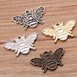 10pcs 17*26mm 4 Color Bee Animal Charms Pendant Findings Accessories DIY Vintage Choker Necklace Bracelet Earrings