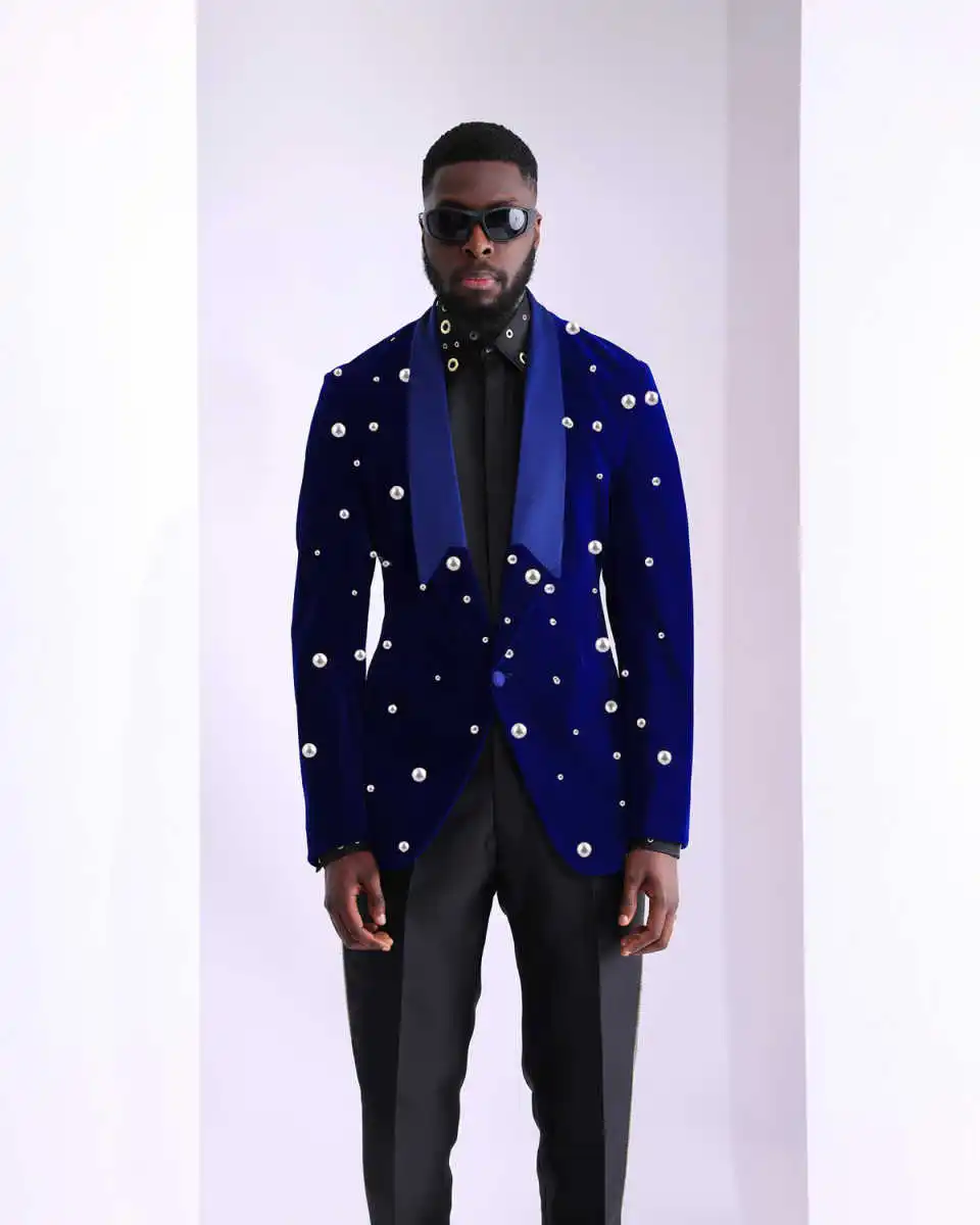 Modern Wedding Tuxedos Pearls One Button Men Suit Classic Shawl Lapel 1 Piece Set Jacket  Groom Blazers Customized