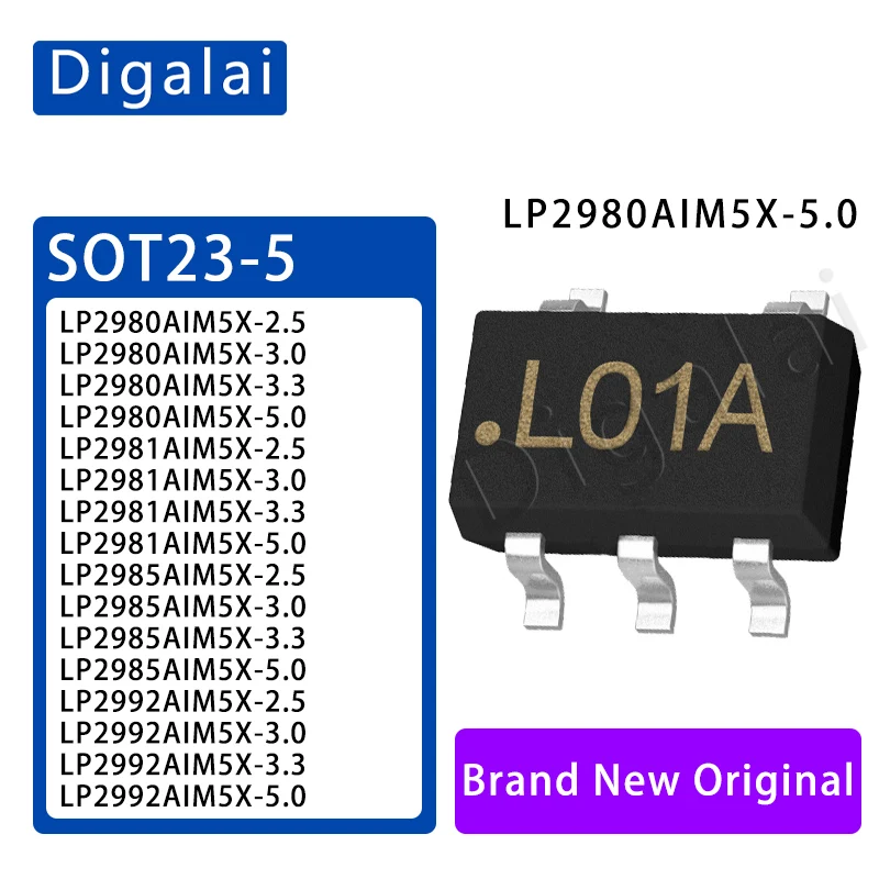 100%New origina 5PCS LP2992AIM5X-2.5 LP2981AIM5X-5.0 LP2980 LP2985 LP2992 3.3 3.0 2.5 SOT23 LDO linear regulator chip