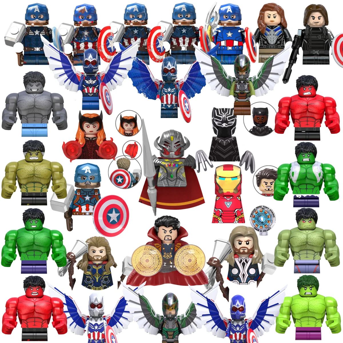 

Blind Box Mini Building Blocks TV6217 Figures Big Goblin Spiderman Iron Man Venom Captain Hawk Deadpool Armor Christmas Gift Toy