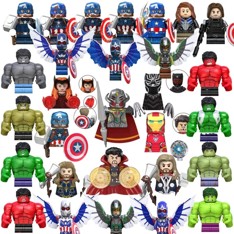 Blind Box Mini Building Blocks TV6217 Figures Big Goblin Spiderman Iron Man Venom Captain Hawk Deadpool Armor Christmas Gift Toy