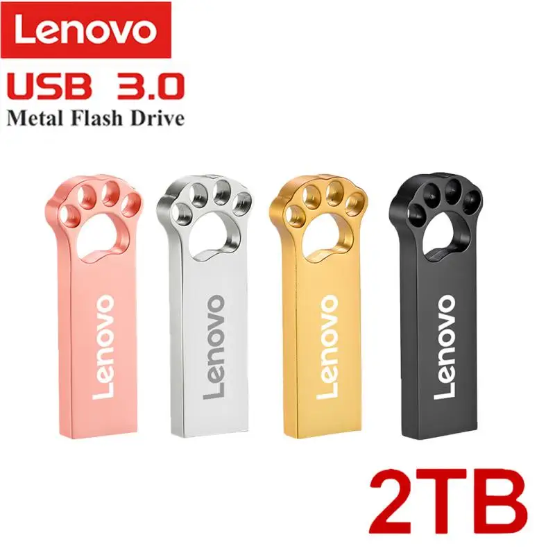 Lenovo 2TB USB Flash 3.0 Drive, logam kapasitas nyata stik memori 1TB 512GB kecepatan tinggi, Penyimpanan Disk U untuk PC