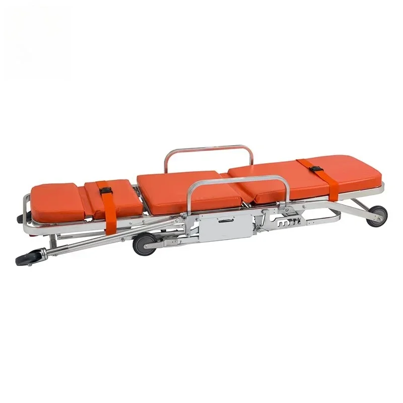 

High quality stainless steel alloy hospital rescue folding automatic ambulance first aid stretcher bed