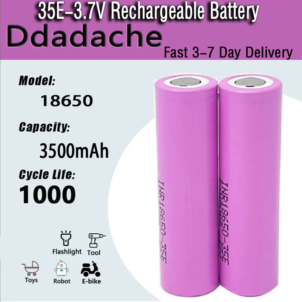 3,7 V 3500 mAh 18650 Akku für Samsung 35E INR 18650 20 A Lithium-Ionen-Akku, Ersatz-Akku + Ladegerät