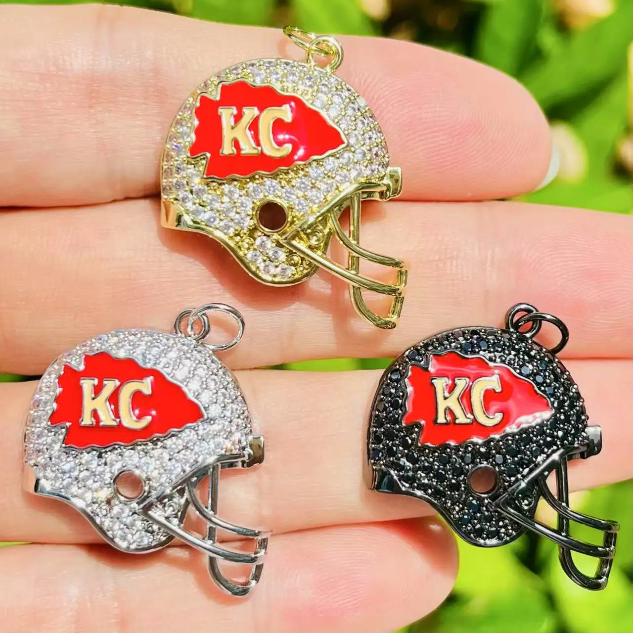 5pcs/lot American Football Helmet Copper Charms DIY Sports Game Gift for Jewelry Bracelets Making