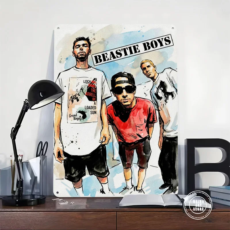Beastie Boys Trio Illustration Metal Poster Perfect Gift for Fans Lovers Customized Wall Art Metal Sign for Room Ornaments Decor