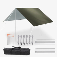 5x3 4x3 3x3 Camping Tarp ultralight Waterproof  With Pole Rope Peg Awning Tent Shade SunshadeSun Shelter Outdoor Beach Hammock