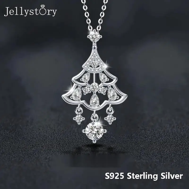 JellyStory Forest Tree Necklace for Girlfriend S925 Silver Moissanite Pendant Healing Nature Jewelry Gift for Women