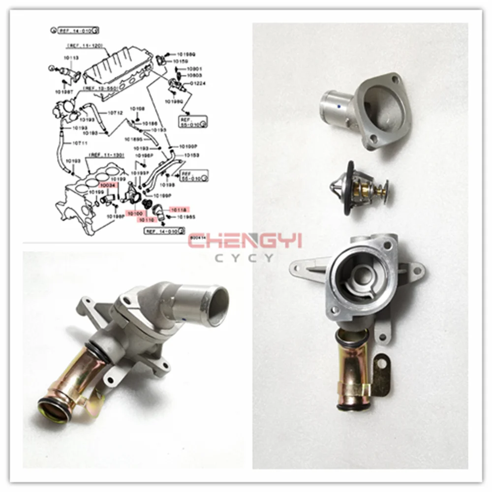 4G94 Engine Block Water Inlet Pipe Thermostat Seat Cover Joint For Mirage Pajero Mini H76W H77W MD347975 MD177349 MD358974