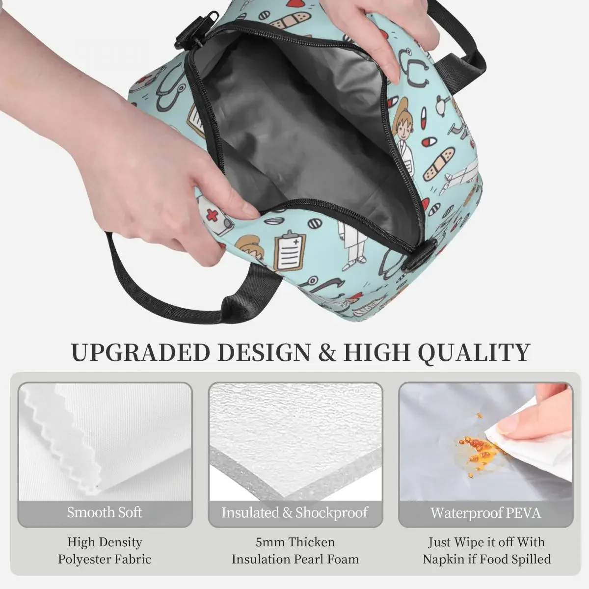 Portable Lunch Bag Food Thermal Box Durable Office Cooler Lunchbox With Shoulder Strap Doctors Nurse Organizer Insulated Case