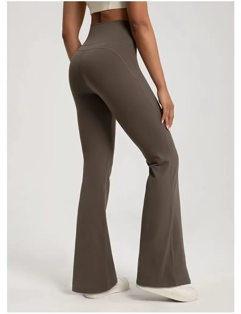 Nackt-Optik, hohe Taille, taillenbetont, hüfthebend, Fitness-Übung, elastische Schlaghose, Damen, lässige Outdoor-Lauf-Yoga-Hose – Detail 16