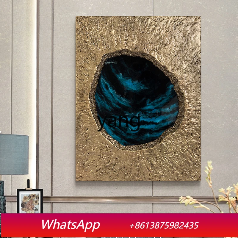 lmm simple living room background wall decorative painting wood carving texture hand painted abstract bedroom entrance mural
