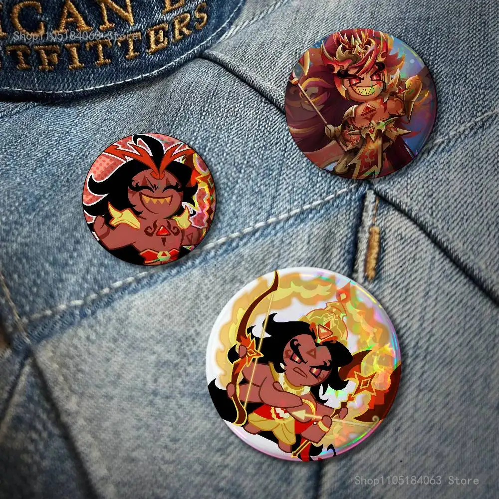 For B-Burning Spice C-Cookie Laser reflective round badges pins bag clothing decorations collectibles gifts for friends