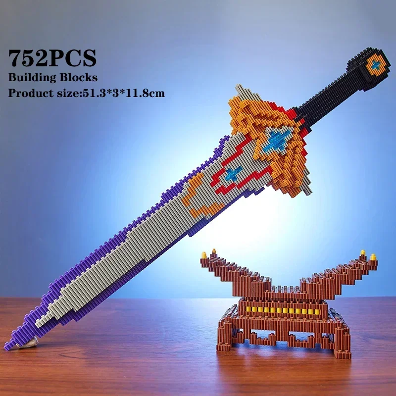 Espada de bloques de construcción, modelo de juguete, espada de simulación de Cosplay, juguetes ensamblados, cuchillo Ninja, arma, ladrillos, juguetes, regalo creativo para niños