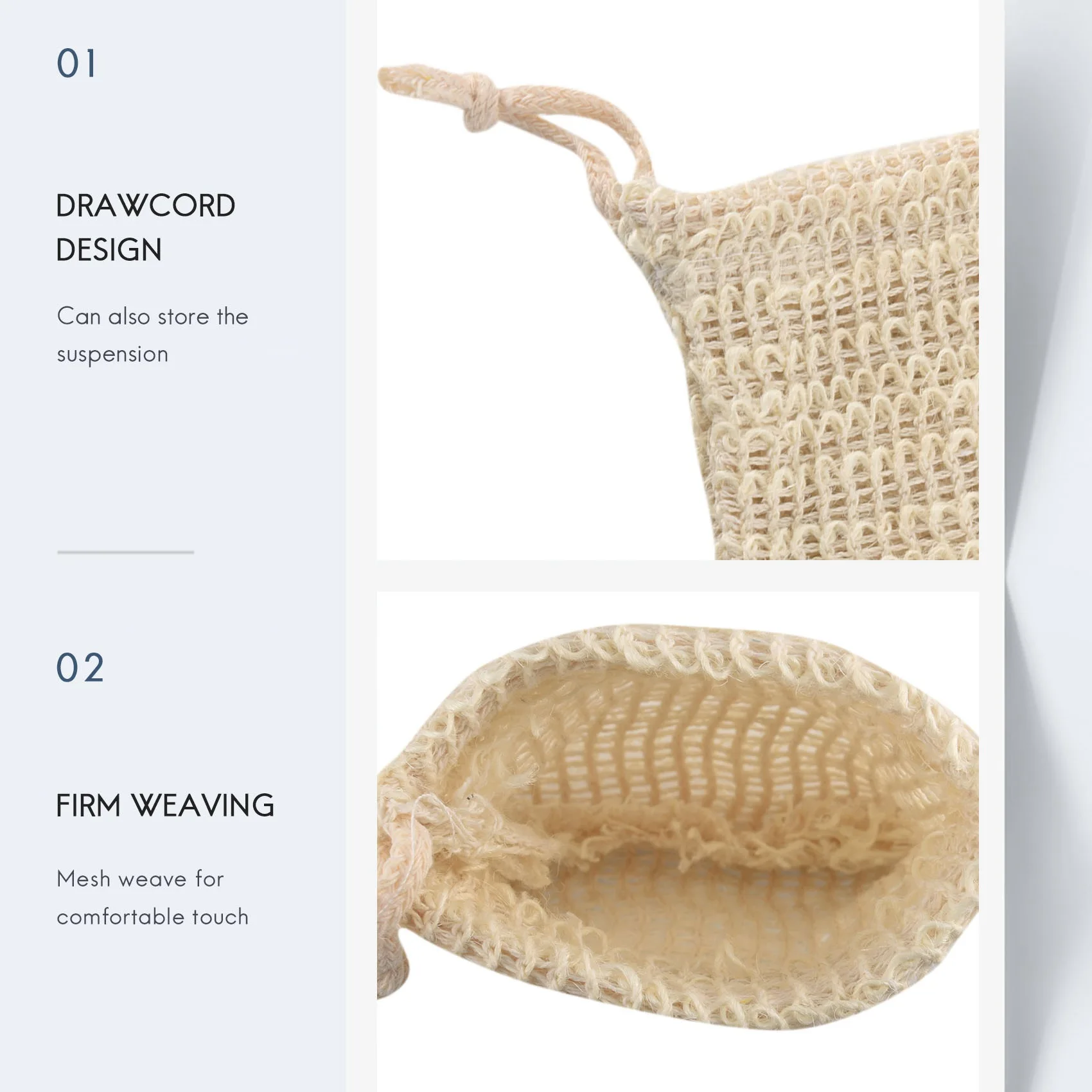 30 แพ็คสบู่ Sisal ธรรมชาติกระเป๋า Exfoliating SOAP Saver POUCH Holder