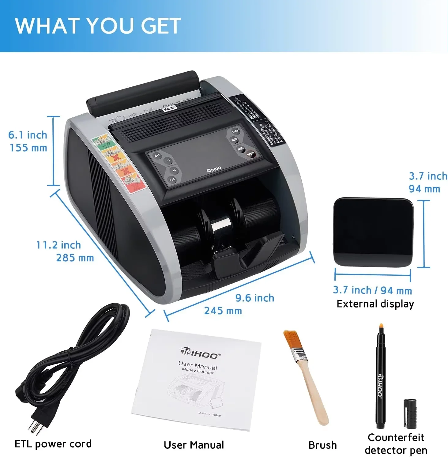 Money Counter Machine Counterfeit Bill Detector with UV MG IR Detection Automatic Money Detection Fast Counting Speed Cash