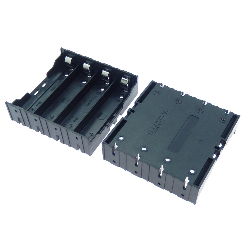 High Quality 18650 Battery Box Holder Batteries Case for 4pcs 18650 in Parallel 3.7V Pole Black for soldering