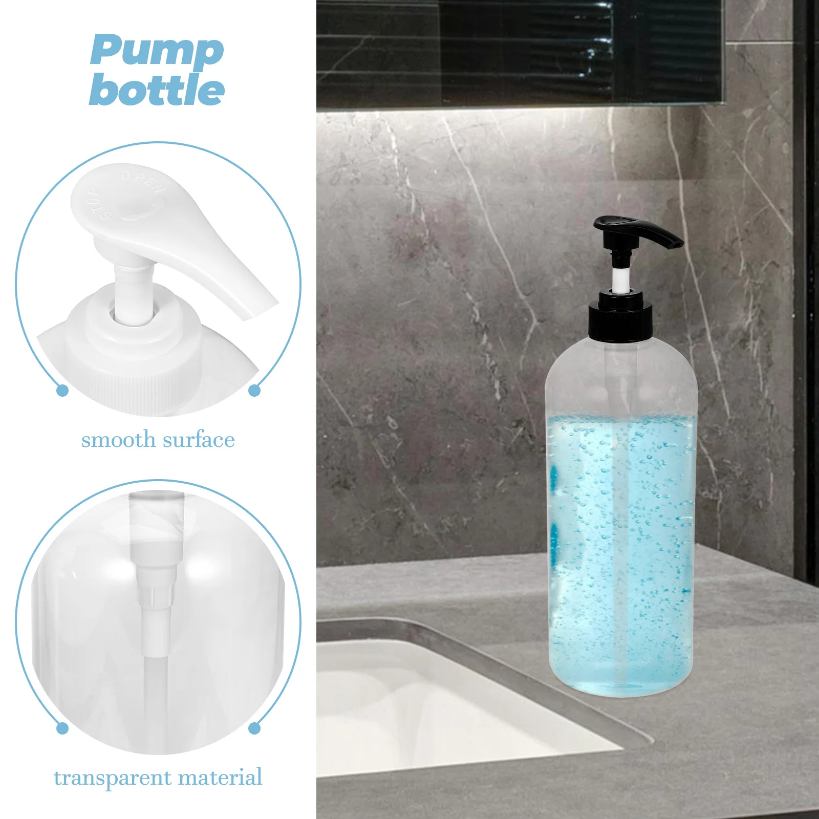 Shampoo Bottle Press Pump Clear Soap Dispenser and Conditioner Bottles Hand Travel Containers for Liquids