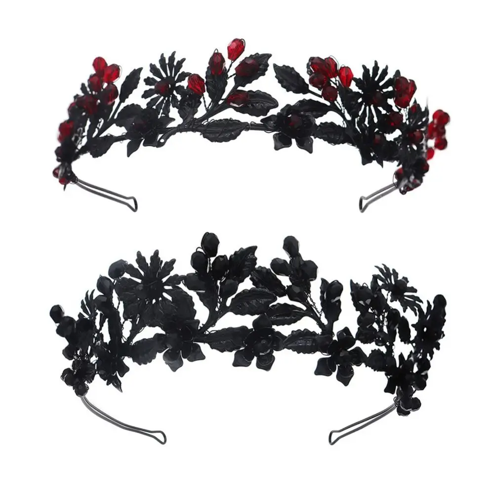 

Exquisite Headwear Black Diablo Handmade Crown Hair Accessories Styling Tools Hairband Crystal Beaded Tiara Gift