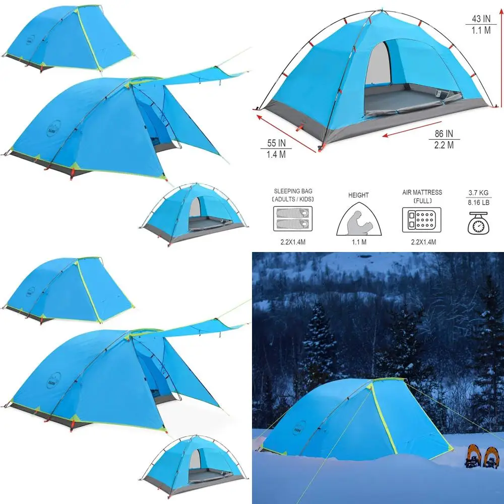 

Семейная водонепроницаемая палатка на 2-4 человека с простой установкой и тамбуром для приключений на природе