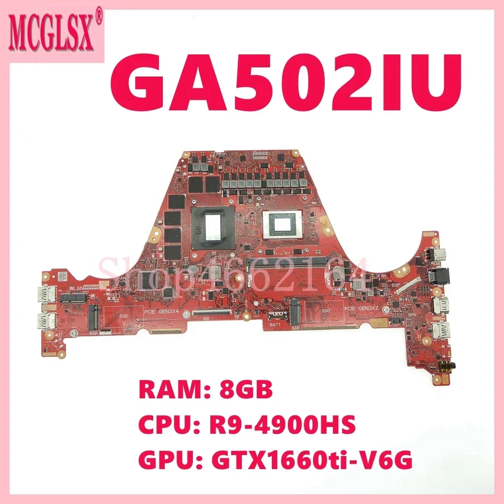 GA502IU con R9-4900HS CPU 8GB-RAM GTX1660ti-V6G GPU placa base para For Asus GA502IV GA502IU GA502 GA502DU GA502I placa base para ordenador portátil