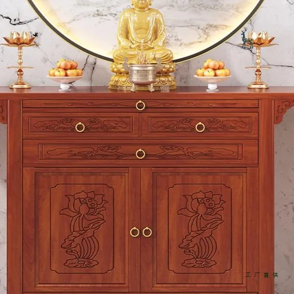 YJQ Buddhist theme Chinese New Chinese God of Wealth Temple Home Guan Gong Bodhisattva Offering Table