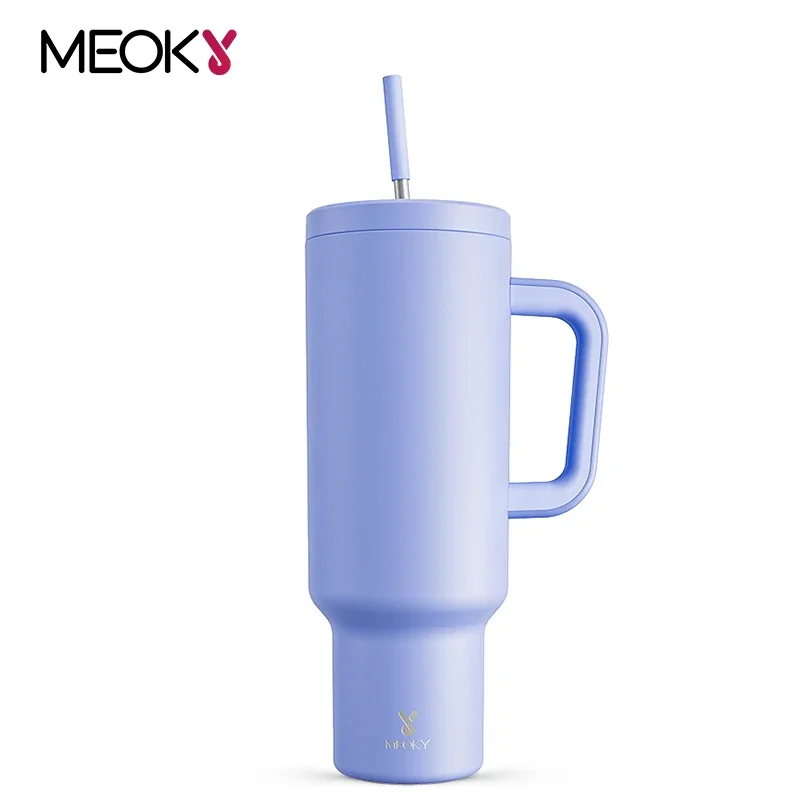 Meoky 50oz Cup Large Capacity Thermos Cup Vacuum Water Bottle Purple Insulated Travel Car Mug Portable Coffee Cup Car Mug