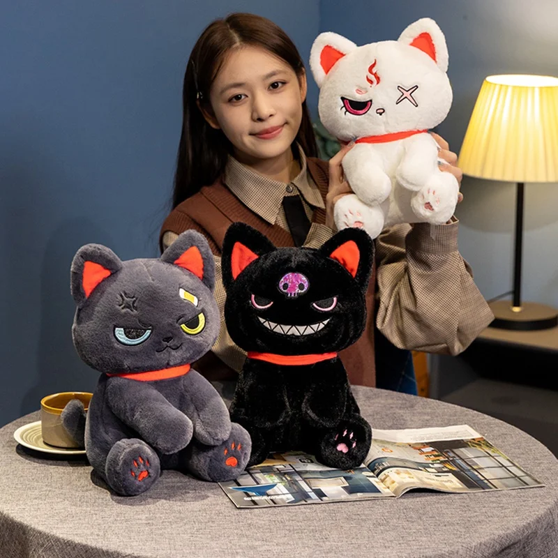 Kawaii Devil Dark Series Katten Knuffels Cartoon Knuffels Leuke Horror Monster Piraat Kitten voor Kinderen Halloween Jongens Geschenken