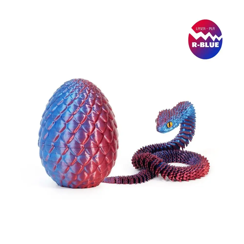 

Creative 3D Printed Snake All-in-one Molding Snake Egg 3D Printed Snake Egg Gradient Flower Candy Color Luminous Snake Ornament
