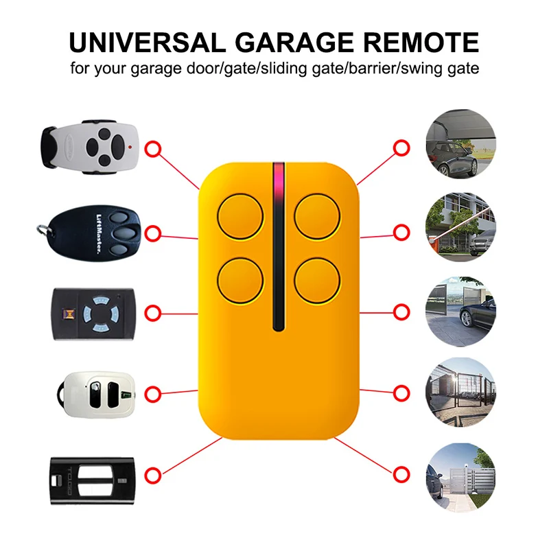 280MHz-868MHz MultiFrequency Garage Door / Gate Remote Control 433.92MHz Garage Door Opener Command Transmitter Keychain Key