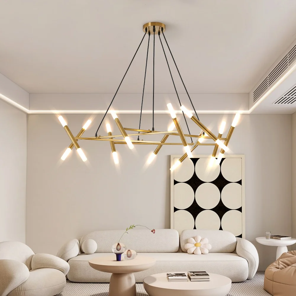 

Modern Hanging Chandelier Light Fixture Frosted Tubes Adjustable Height Pendant Lights Lamps Kitchen Island Ceiling Chandelier