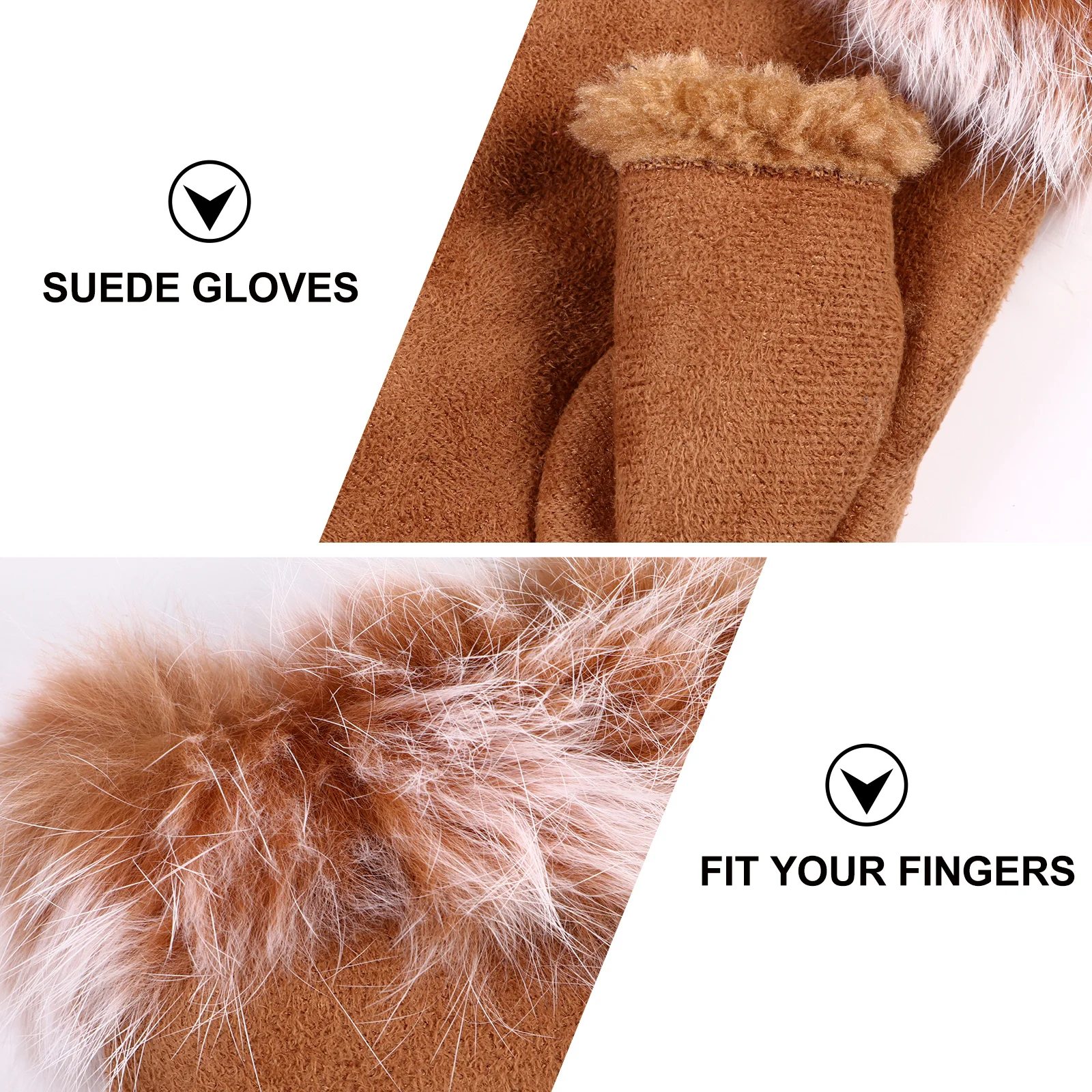 1 Pair Half Finger Warm Gloves Adjustable Suede For Women Men Winter Outdoor Cycling Hiking Driving Thermal Insulation Mittens