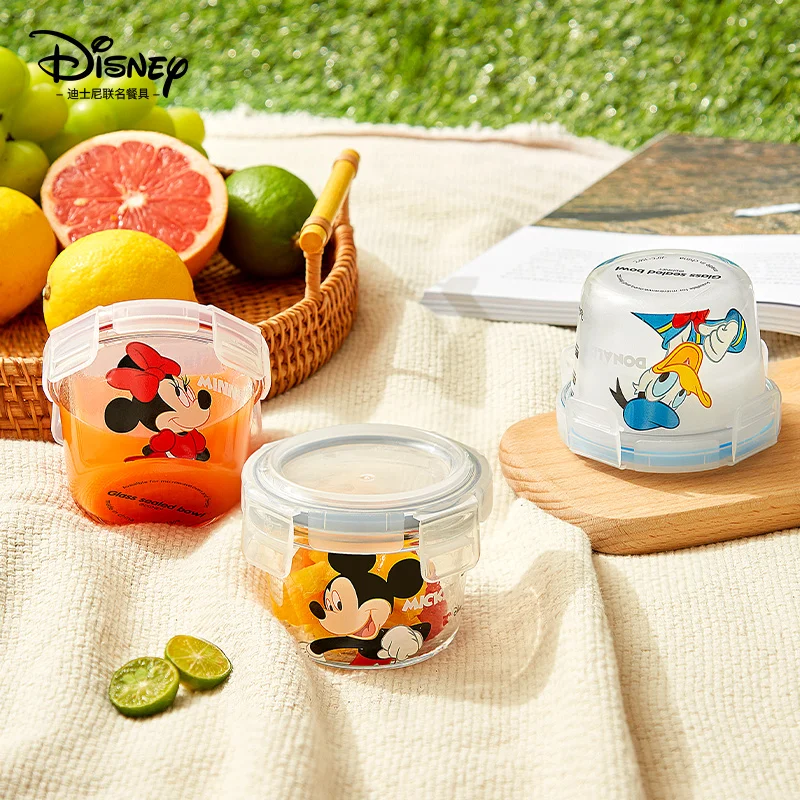 Disney Mickey Mouse Donald Duck Cartoon Cute Kawaii Fresh Keeping Bowl Student Glass Lunch Box Soup Cup Heating Lunch Box Seal