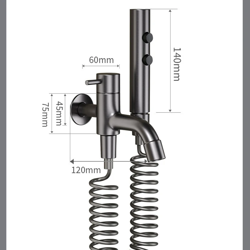 Imagem -06 - Torneira de Parede com Descarga de Vaso Sanitário Pistola de Pulverização Lavanderia Estendida Varanda do Banheiro Mop Pool in And Out Tap
