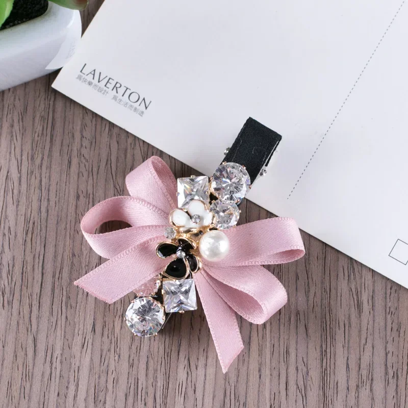 High-grade Adult Korean Luxury Crystal Rhinestone Flower Hairpins Ribbon Bow Clip Hair Clips for Girls Women Accessories Jewelry