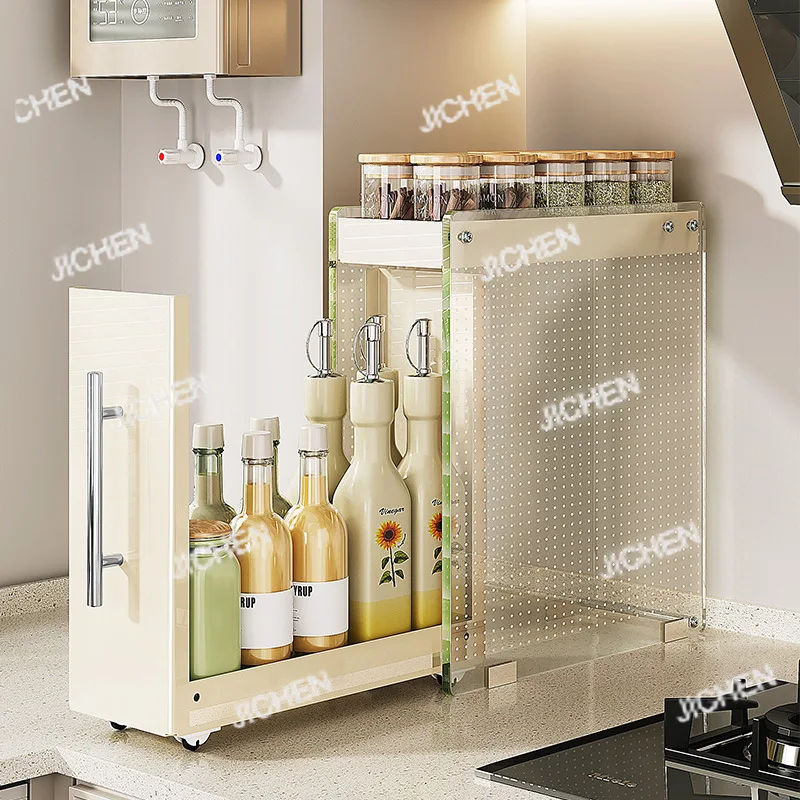 

Kitchen pull-out seasoning shelf corner seasoning seasoning oil, salt, sauce vinegar bottle and can organization and storage rac