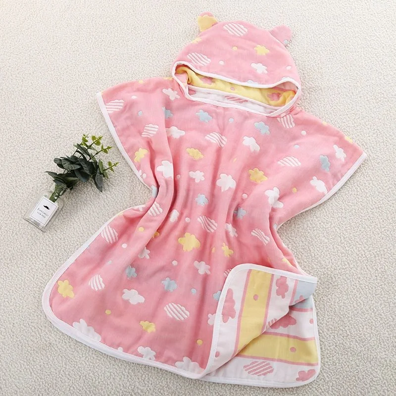 Pink Cloud Beach Towel Soft Microfiber Quick Dry Large Bath Towels Hooded Cloak Wetsuit Kids Girls Poncho Bathrobe For Swim Surf