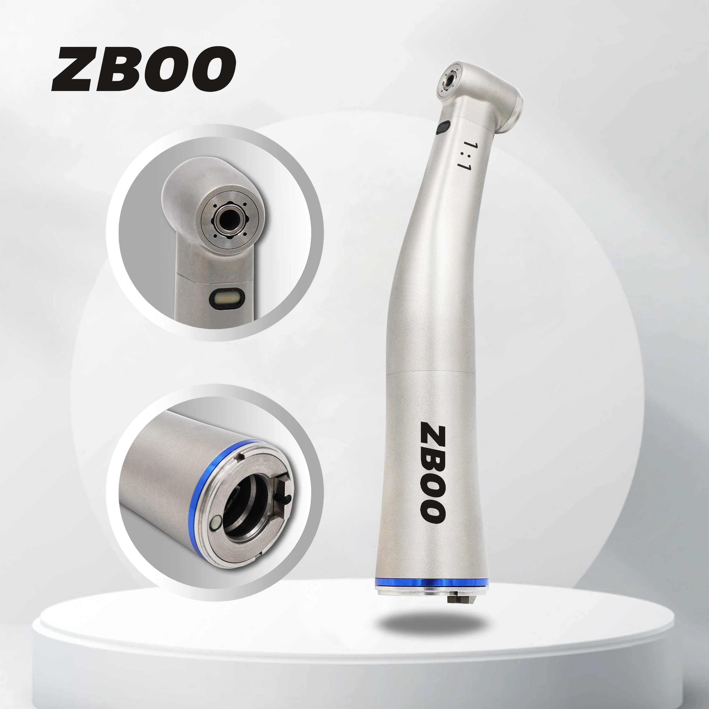 Z25L Dental Electric Micromotor Dental Handpiece 1:1 Direct Drive Low Speed With Optic Led Contra Angle 4 Water Blue Ring