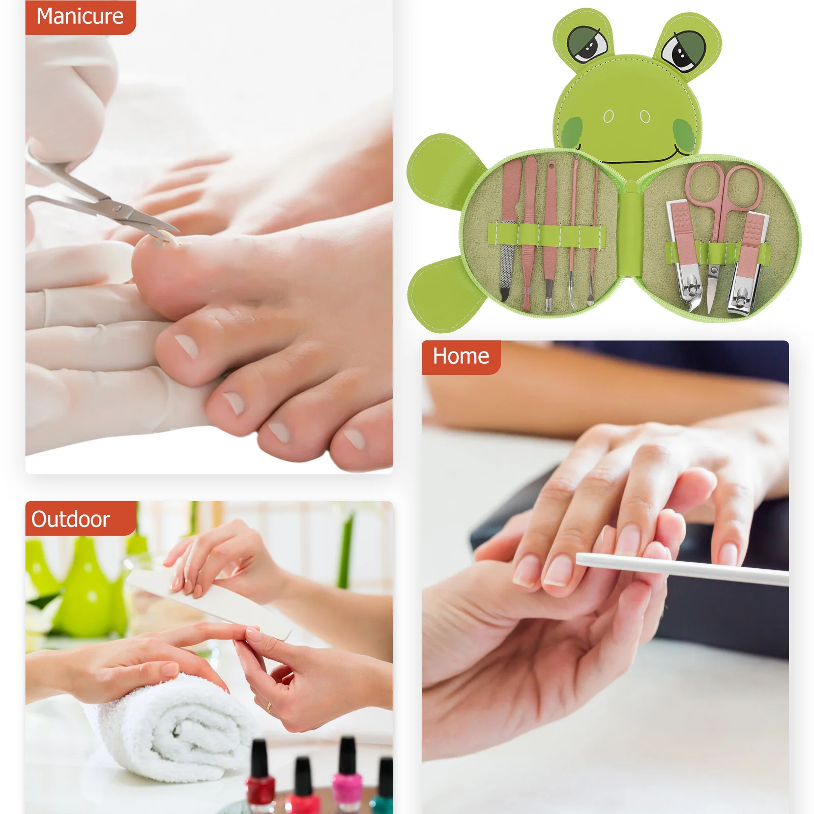 

1Set Nail Clippers Set Professional Stainless Steel Portable Manicure Pedicure Kit Travel Nail Care Tools Travel Pedicure Kit