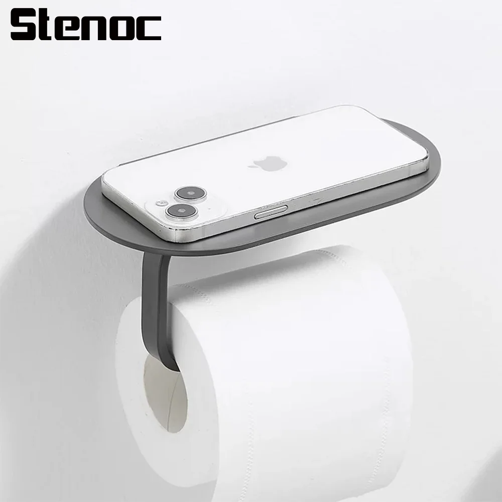 

Stenoc Stainless Steel Bathroom Paper Holder Toilet Roll Holder Wall Mount Multifunction Wc Paper Phone Stand Shelf Storage Rack