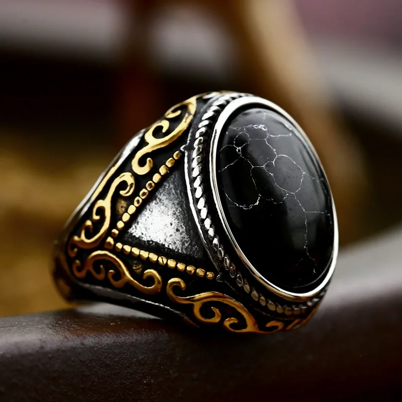 BEIER 2024 New Fashion 316L Stainless Steel Stone Ring Arabian Rings For Men ZC Stone Jewelry