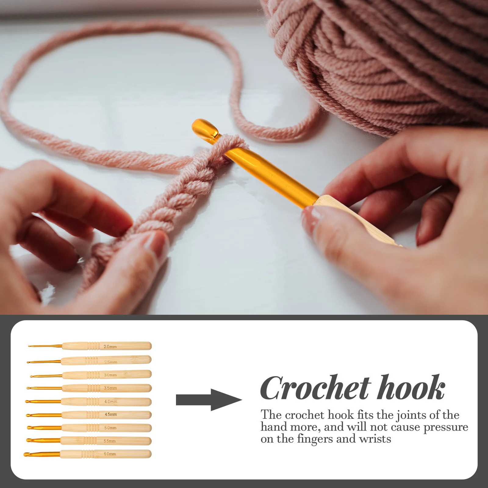 

9 pcs Crochet Hook Set Alloy Knitting Needles For Sweater Scarf Gloves Diy Yarn Crafts Lightweight Portable Storage