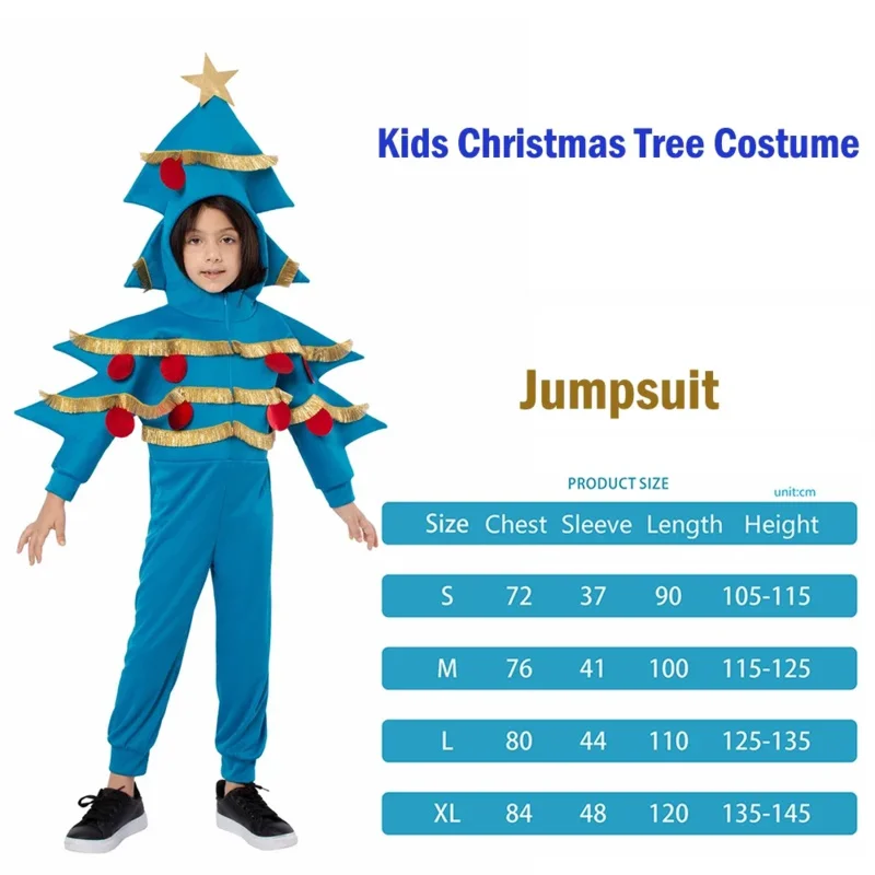 ชุดจั๊มสูทต้นไม้คริสต์มาสชุดแฟนซี2024เครื่องประดับต้นคริสต์มาสน่ารักสำหรับเด็กปาร์ตี้ปีใหม่เด็กหญิงเด็กชาย