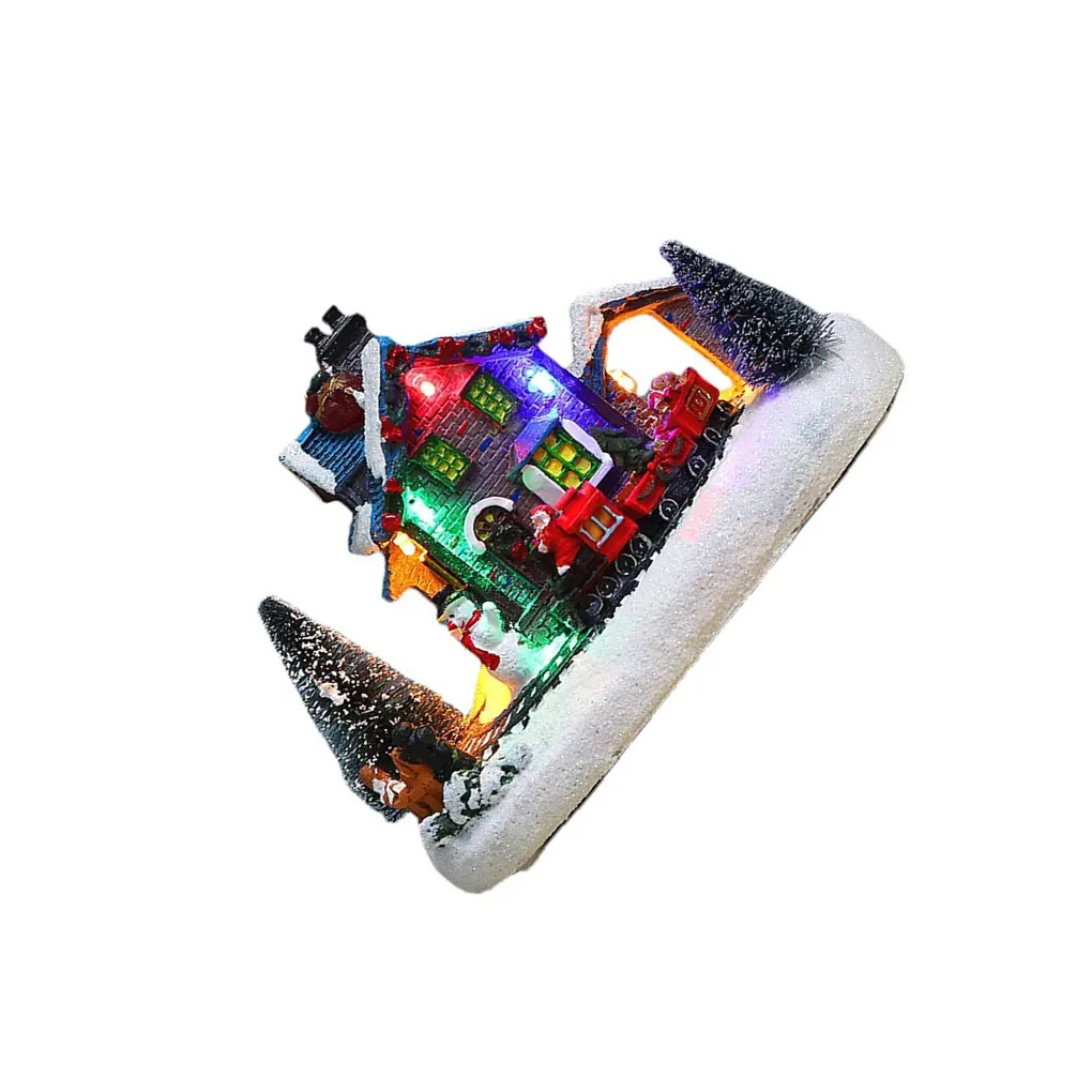 

Рождественская деревня, светящийся красочный снежный дом, украшение, модное украшение, праздничная вечеринка, декоративное украшение для кухни